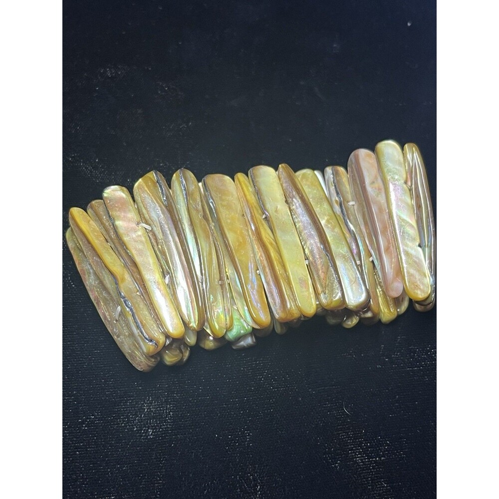 Vintage Abalone Shell Green Stretchy Statement Bracelet